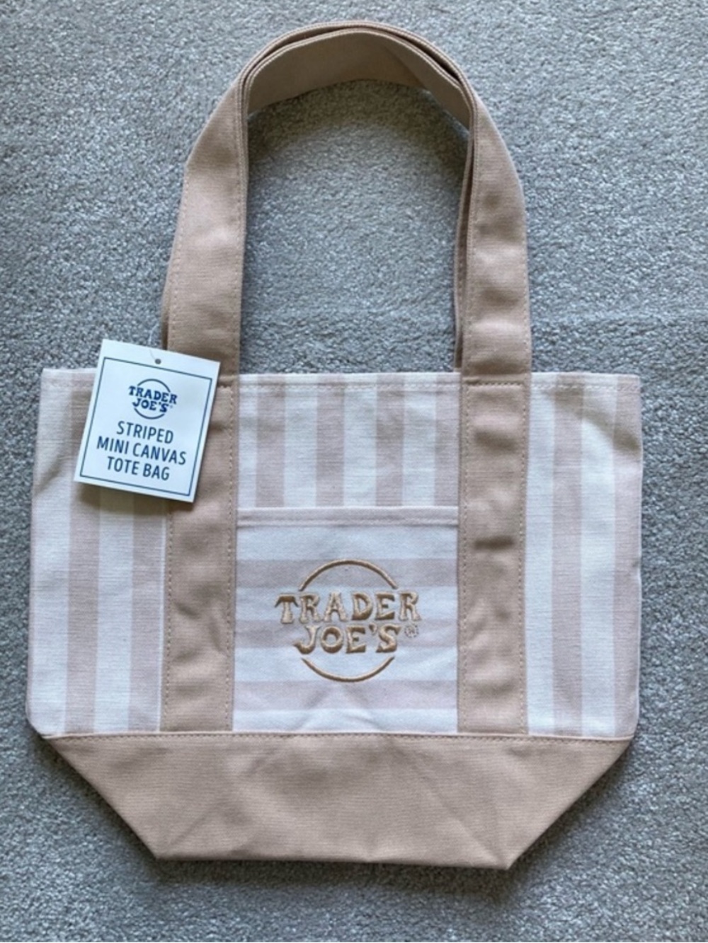 Trader Joe’s Striped Canvas Tote Bag - Beige & Cream